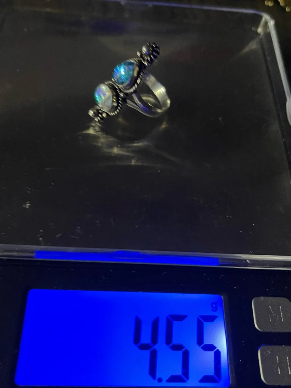 Vtg .925 SS Australian Triplet Fire Opal Handmade Ring size 7. 4.55 grams